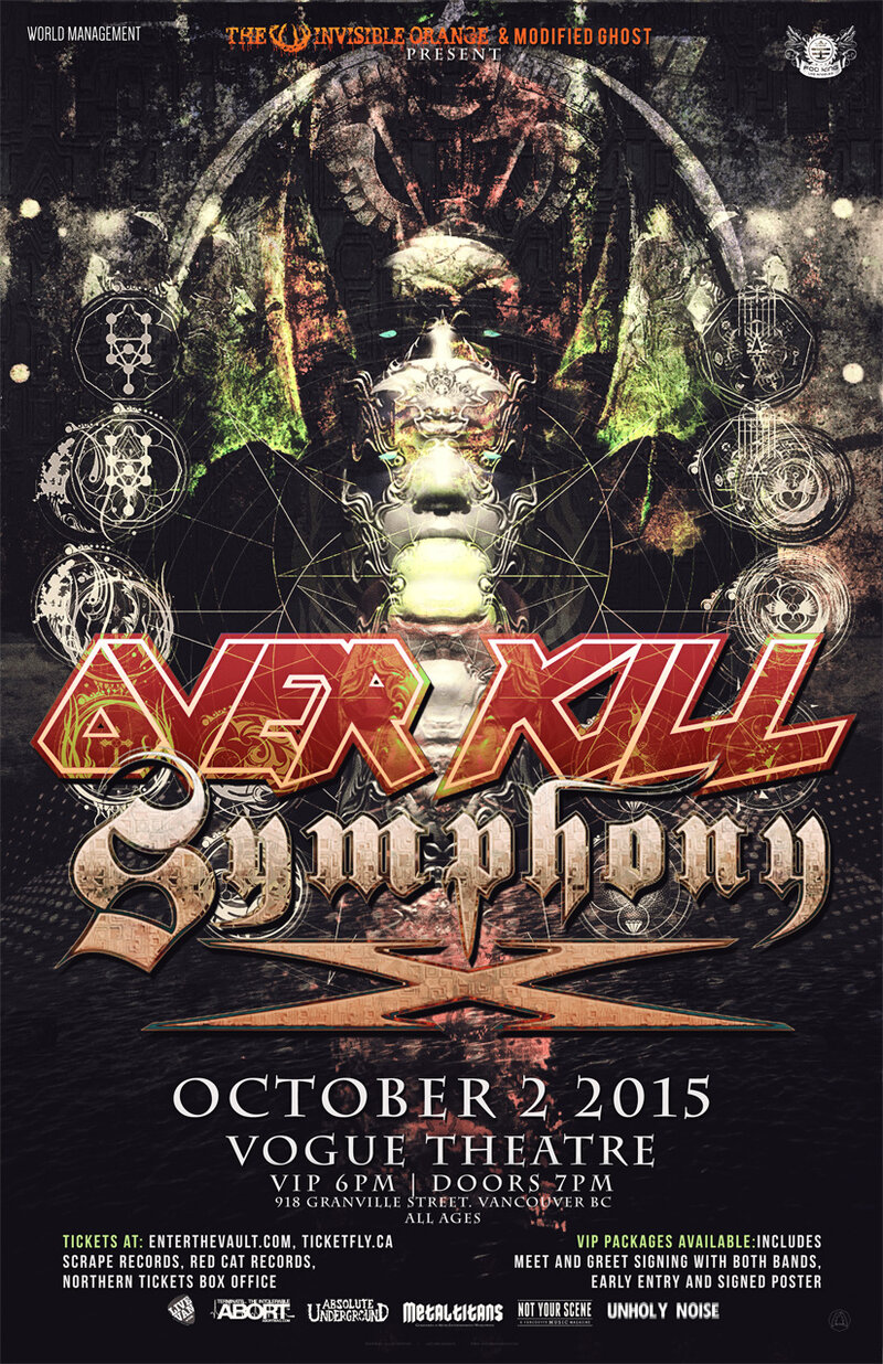 Overkill, SYMPHONY X @ The Vogue Theatre Oct 2 2015 - May 9th @ The Vogue Theatre