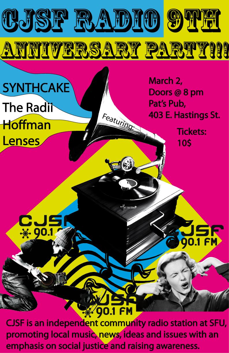 CJSF 9th ANNIVERSARY PARTY: Synthcake, The Radii, Hoffman Lenses  @ Pat's Pub Mar 2 2012 - May 6th @ Pat's Pub