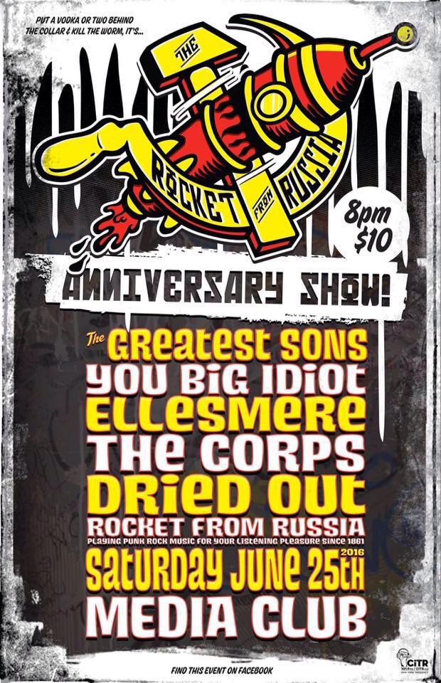 You Big Idiot, Greatest Sons, Ellesmere, The Corps, Dried Out @ The Media Club Jun 25 2016 - May 6th @ The Media Club