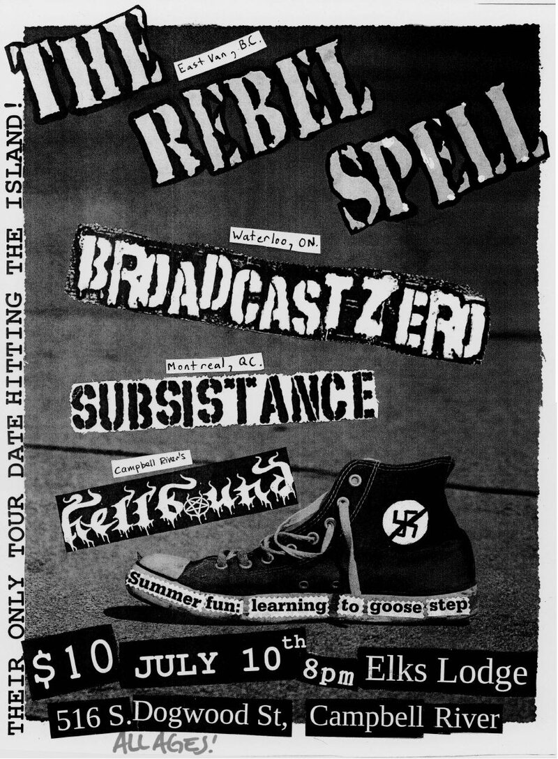The Rebel Spell, BROADCAST ZERO, SUBSISTANCE, Hellbound @ Elks Lodge - Jul 10, 2010