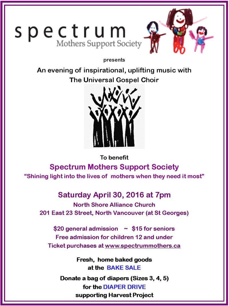 Benefit Concert for Spectrum Mother's Society: Universal Gospel Choir @ North Shore Alliance Church - Apr 30, 2016