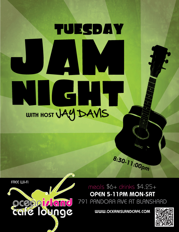 Jam Night! @ Ocean Island Lounge Nov 25 2014 - Jun 13th @ Ocean Island Lounge