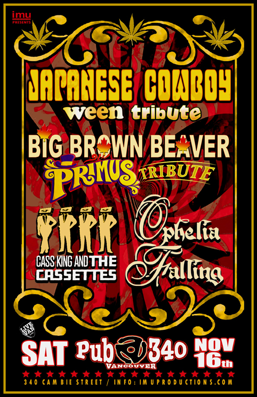 Japanese Cowboy, Big Brown Beaver, OPHELIA FALLING, Cass King & the Cassettes @ Pub 340 Nov 16 2019 - May 6th @ Pub 340