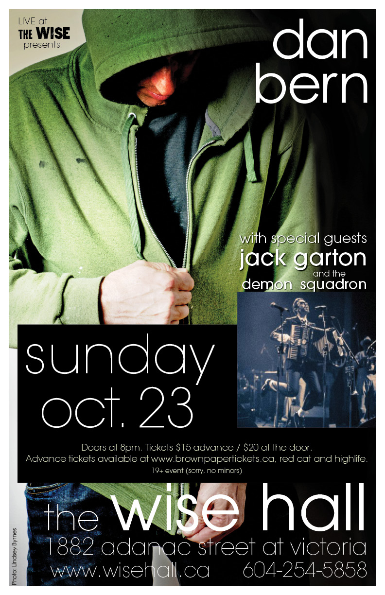LIVE at the WISE: Dan Bern, Jack Garton and the Demon Squadron @ WISE Hall Oct 23 2016 - Jun 12th @ WISE Hall