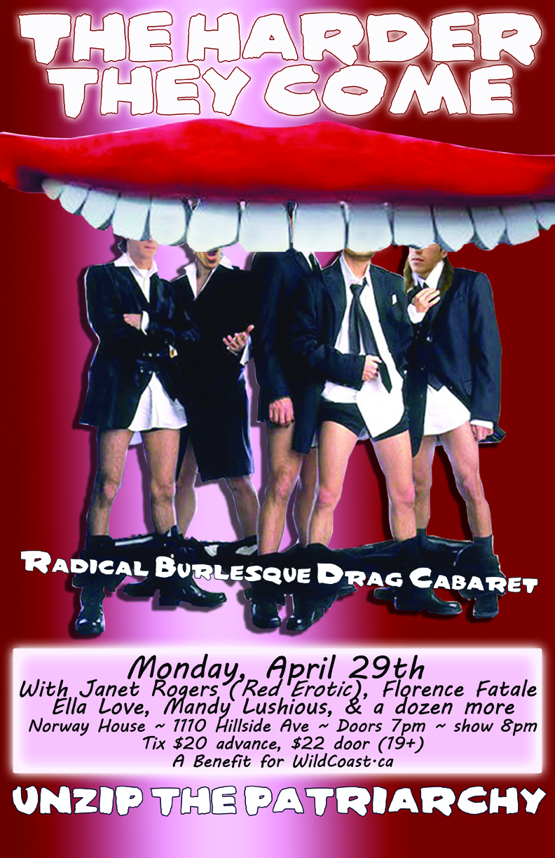 The Harder They Come: Burlesque & Drag Charity Extravaganza: Two Girls, One Dress , Janet Rogers, Lay D. Lushious, Mitzy Turnpike, Ella Love @ Sons of Norway Apr 29 2013 - May 12th @ Sons of Norway