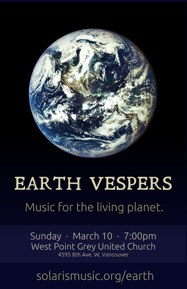 Earth Vespers: The Solaris Project @ West Point Grey United Church Mar 10 2019 - May 7th @ West Point Grey United Church