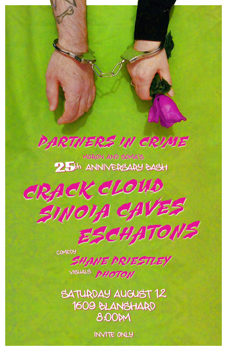Partners In Crime (private event): Sinoia Caves, Crack Cloud, Eschatons, Shane Priestley @ Intrepid Theatre Aug 12 2017 - May 6th @ Intrepid Theatre