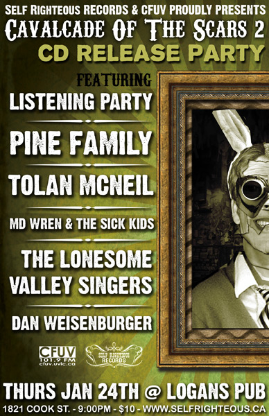 Cavalacade Of The Scars II - CD Release Party: MD Wren and the sick kids, Listening Party, Dan Weisenburger, Tolan McNeil, The Pine Faimily, The Lonesome Valley Singers @ Logan's Pub Jan 24 2008 - May 7th @ Logan's Pub