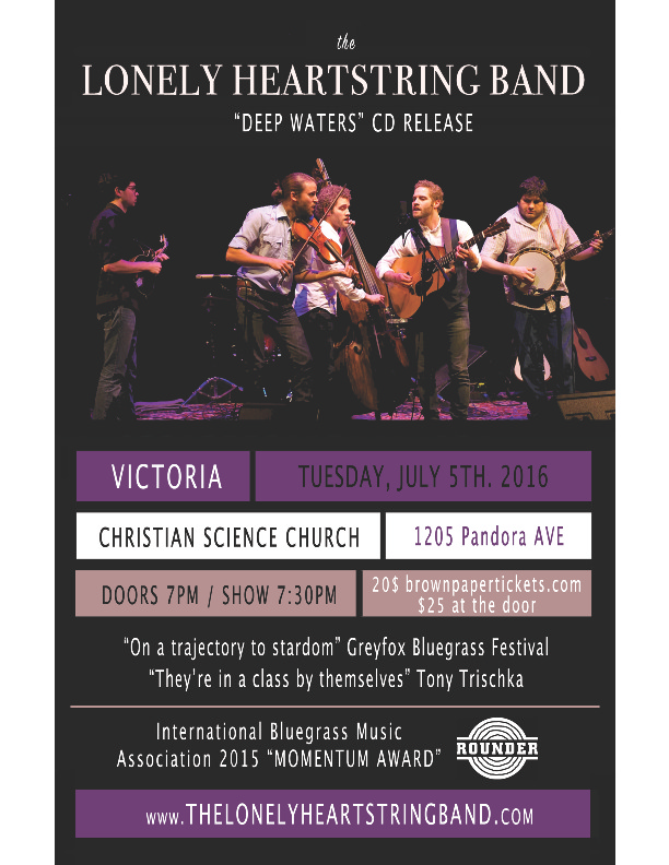 Lonely Heartstring Band @ First Church of Christ, Scientist Jul 5 2016 - Jun 4th @ First Church of Christ, Scientist