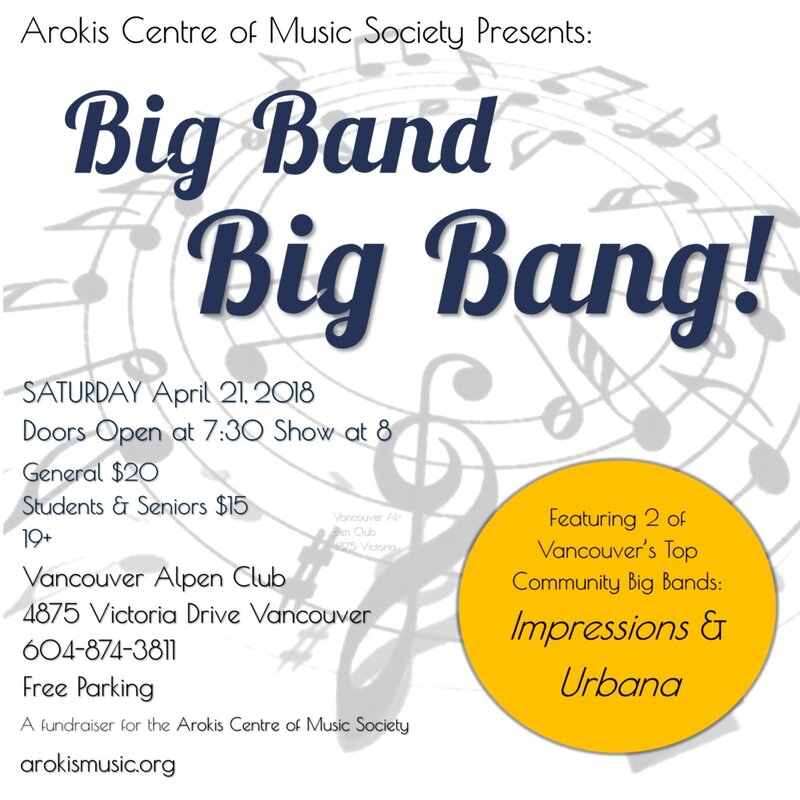 Big Band Big Bang!: Impressions Big Band, Urbana Big Band @ The Vancouver Alpen Club / Deutsches Haus Apr 21 2018 - May 7th @ The Vancouver Alpen Club / Deutsches Haus