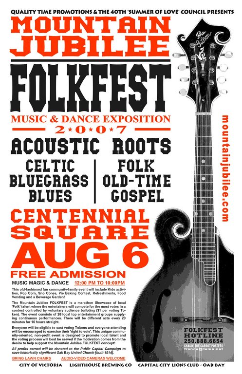 Acoustic Roots, Folk, Blues, Celtic, Old-Time, Gospel, Bluegrass - Music, Magic & Dance: Mountain Jubilee FOLKFEST @ Centennial Square Aug 6 2007 - May 6th @ Centennial Square