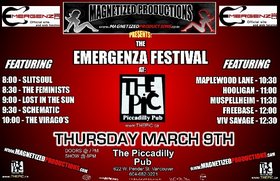 Emergenza Festival: ViV SAVAGE, Muspellheim, FreeBase, Hooligan, Maplewood Lane, Lost in the Sun, The Feminists, SlitSoul, Schematic, The Viragos @ The Pic Pub Mar 9 2006 - May 9th @ The Pic Pub
