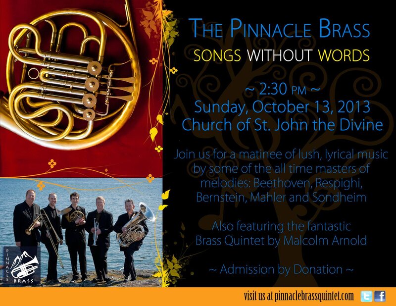 The Pinnacle Brass Quintet @ St. John The Divine Oct 13 2013 - May 6th @ St. John The Divine