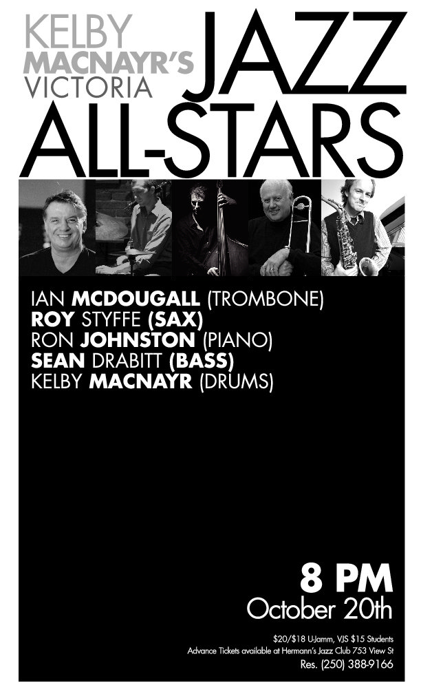 VICTORIA JAZZ ALL-STARS , Ian McDougall, Ron Johnston, Kelby MacNayr @ Hermann's Jazz Club Oct 20 2012 - May 7th @ Hermann's Jazz Club