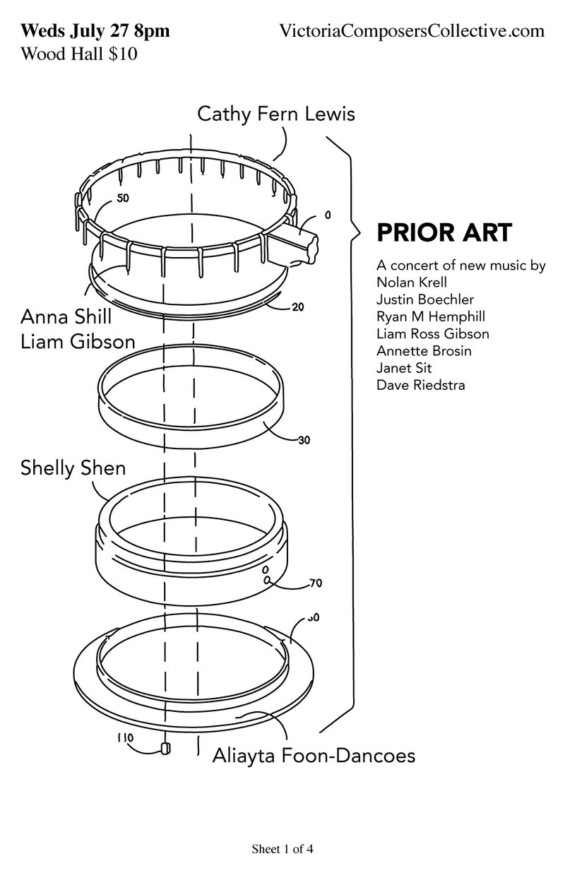 Prior Art: Victoria Composers Collective, Janet Sit, Dave Riedstra, Annette Brosin, Liam Ross Gibson, Justin Boechler, Nolan Krell, Ryan M. Hemphill @ Wood Recital Hall, Victoria Conservatory of Music - Jul 27, 2016