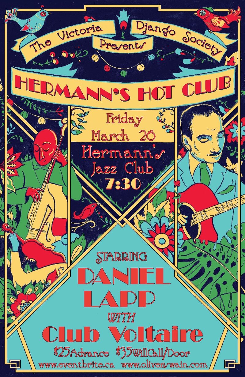 The Victoria Django Society Presents Hermann's Hot Club @ Hermann's Jazz Club Mar 27 2020 - Jun 4th @ Hermann's Jazz Club
