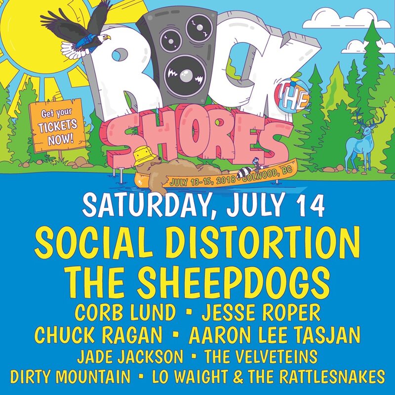 Jesse Roper, The Sheepdogs, Corb Lund @ Rock the Shores Jul 14 2018 - May 6th @ Rock the Shores