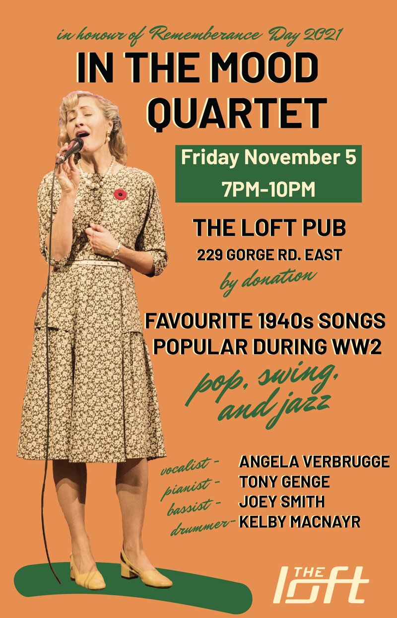 1940s swing music for Remembrance Day - May 9th @ The Loft (Victoria)
