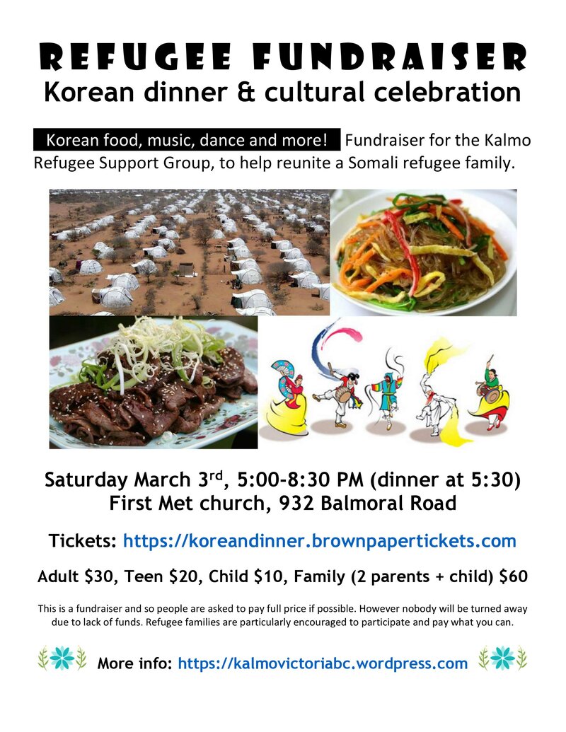 Refugee Fundraiser: Korean Dinner & Cultural Celebration @ United Commons (First Metropolitan United Church) - Mar 03, 2018