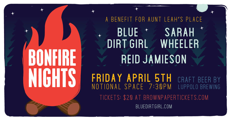 Bonfire Nights Music Fundraiser: Sarah Wheeler Band, Blue Dirt Girl Band, Reid Jamieson Band @ Notional Space - Apr 05, 2019