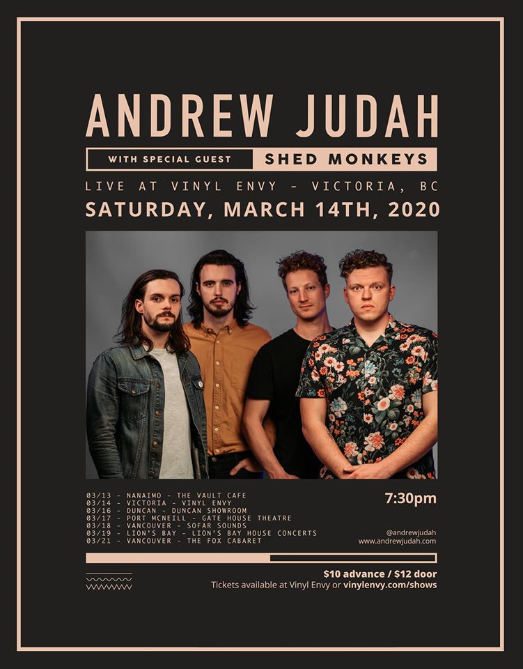 Andrew Judah (Kelowna, BC), Shed Monkeys @ Vinyl Envy Mar 14 2020 - May 6th @ Vinyl Envy