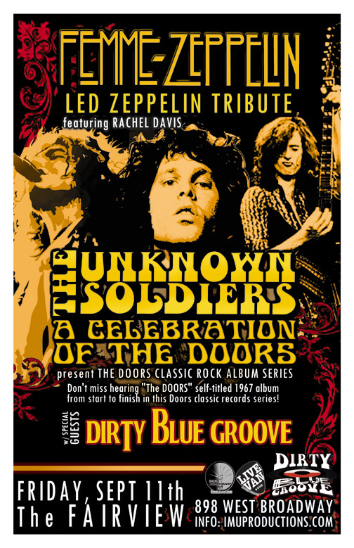 CLASSIC ALBUM SERIES: Femme Zeppelin, The Unknown Soldiers, Rachel Davis, The Dirty Blue Groove @ Fairview Pub Sep 11 2015 - May 8th @ Fairview Pub