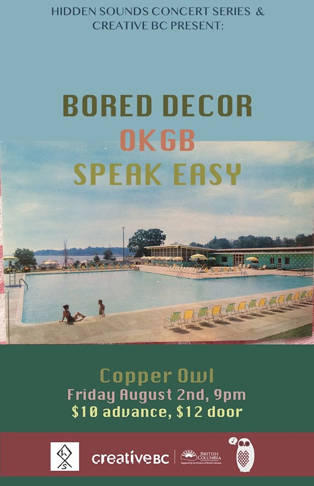 Bored Decor, The OKGB, Speak Easy @ Copper Owl Aug 2 2019 - May 8th @ Copper Owl