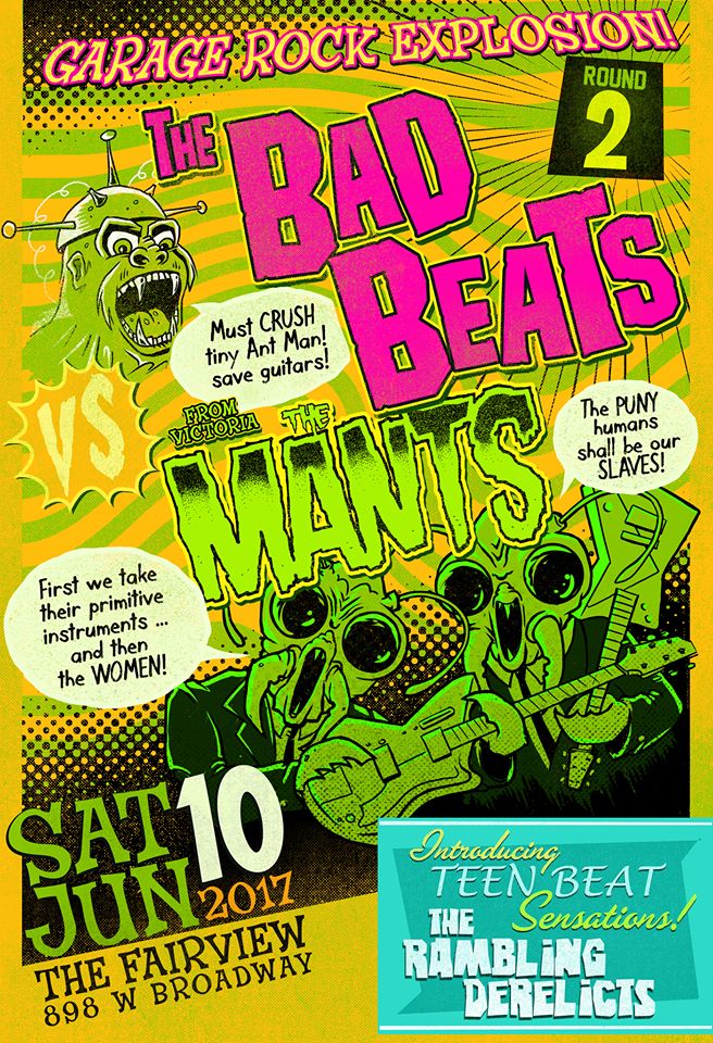 Garage Rock Explosion!!: The Bad Beats, The Mants, The Ramling Derelicts @ Fairview Pub Jun 10 2017 - May 13th @ Fairview Pub