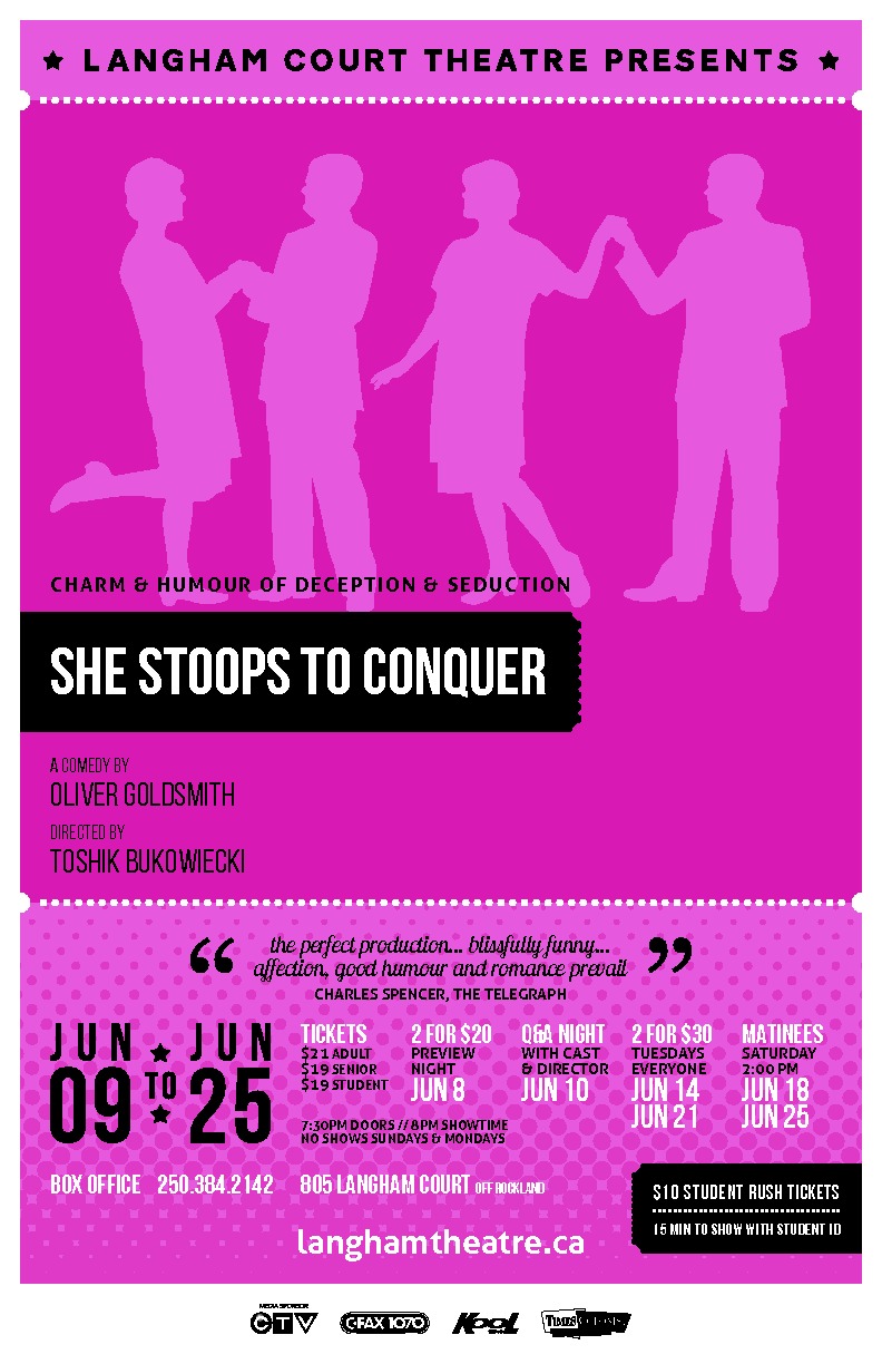 She Stoops to Conquer @ Langham Court Theatre Jun 9 2016 - Jul 10th @ Langham Court Theatre
