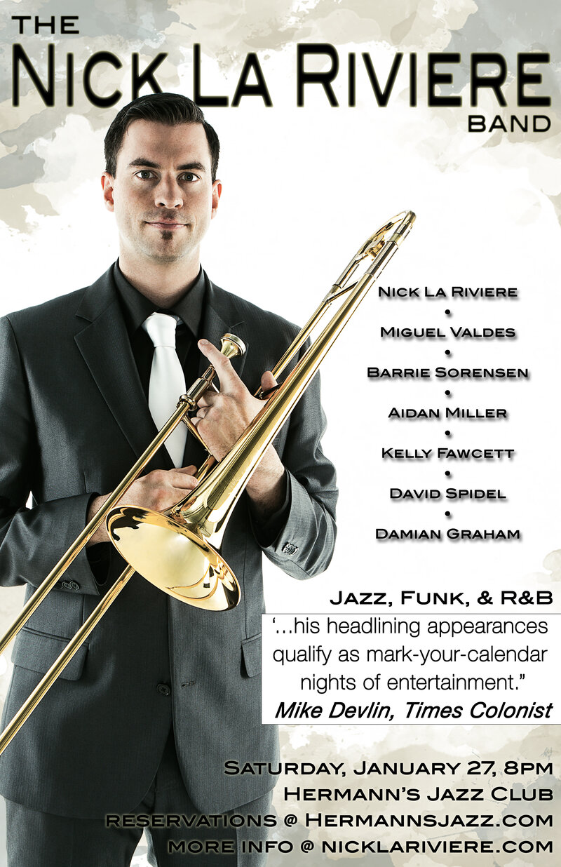Nick La Riviere Band @ Hermann's Jazz Club Jan 27 2018 - May 8th @ Hermann's Jazz Club