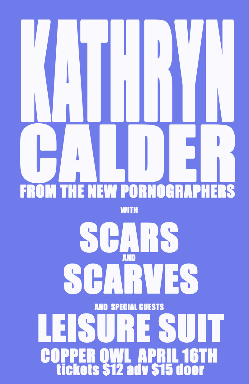 Kathryn Calder, Scars and Scarves, Leisure Suit @ Copper Owl Apr 16 2015 - May 6th @ Copper Owl