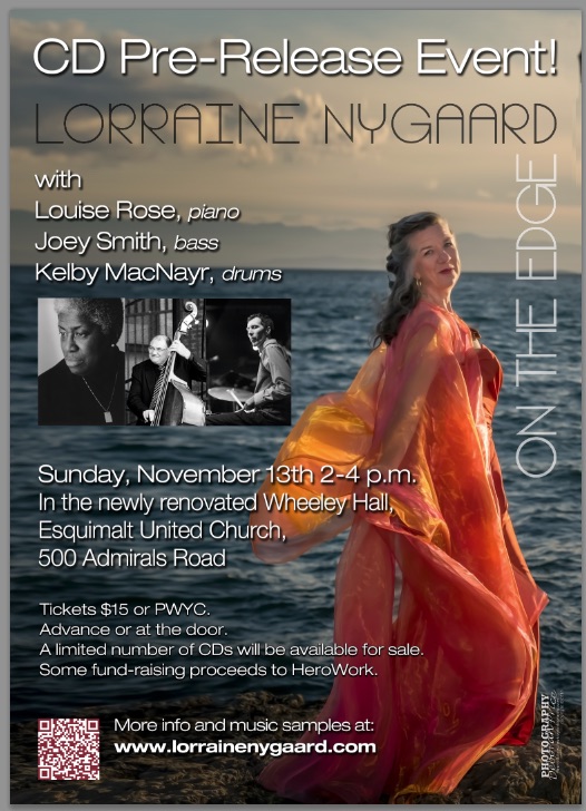Lorraine Nygaard, vocals, Louise Rose, Piano, Joey Smith, Bass, Kelby MacNayr @ Esquimalt United Church  - Nov 13, 2016