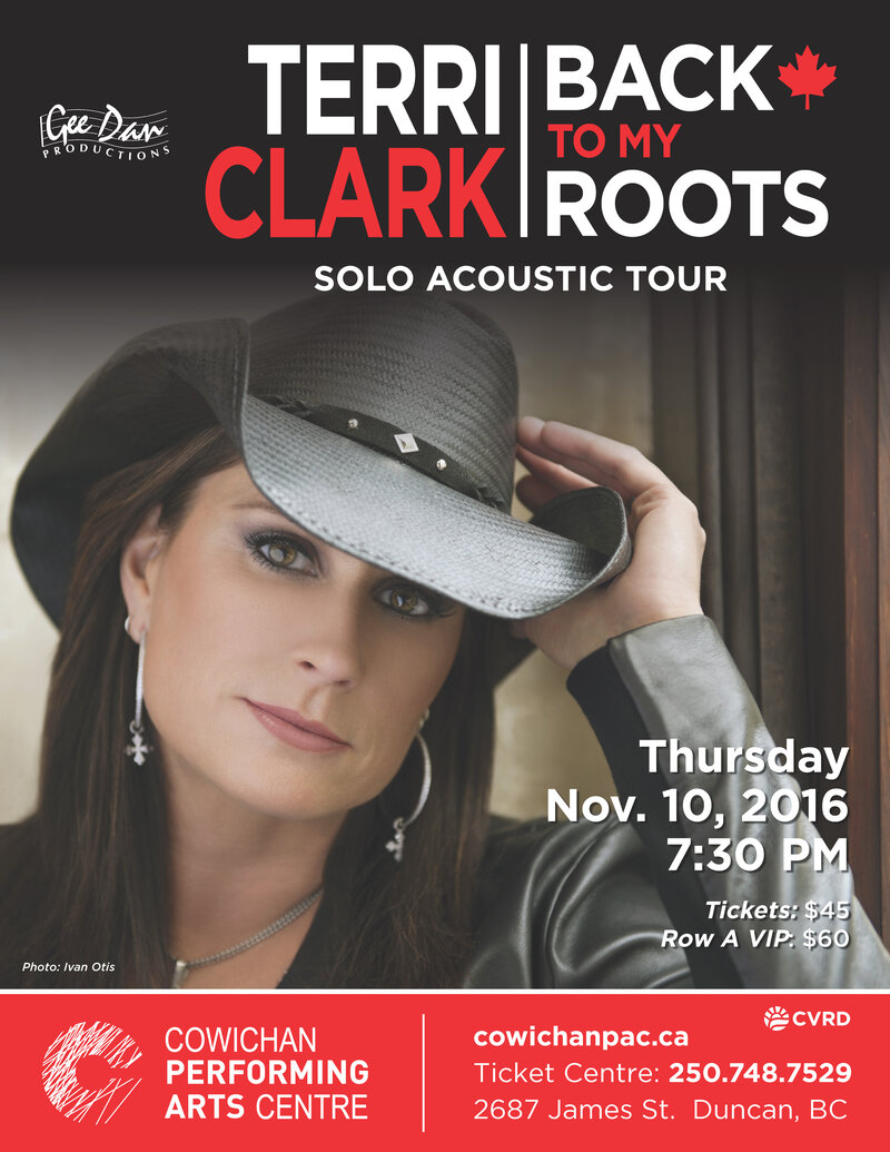 Terri Clark - Back to My Roots Acoustic Tour @ Cowichan Performing Arts Centre Nov 10 2016 - Jun 7th @ Cowichan Performing Arts Centre