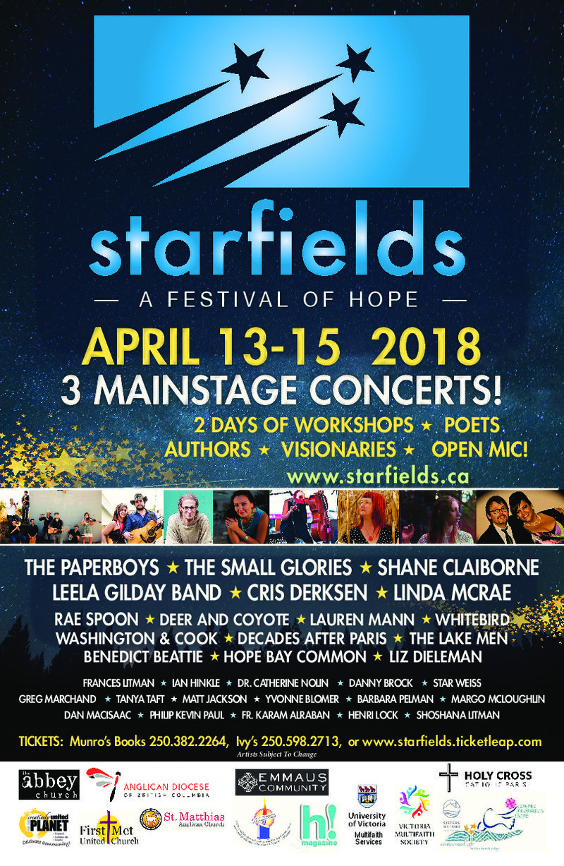 Starfields, a Festival of Hope: Leela Gilday Band, Cris Derksen, Hope Bay Common @ First Church of Christ, Scientist Dec 31 1969 - Jun 9th @ First Church of Christ, Scientist