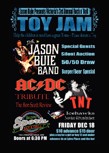 Rock n' Roll Toy Jam: Jason Buie Band, T.N.T - Bon Scott Review @ Tally Ho Sports Bar and Grill Dec 18 2015 - May 10th @ Tally Ho Sports Bar and Grill