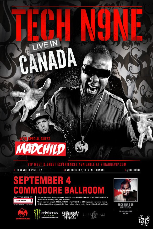 Tech N9ne, Madchild, Krizz Kaliko @ The Commodore Ballroom Sep 4 2012 - May 1st @ The Commodore Ballroom