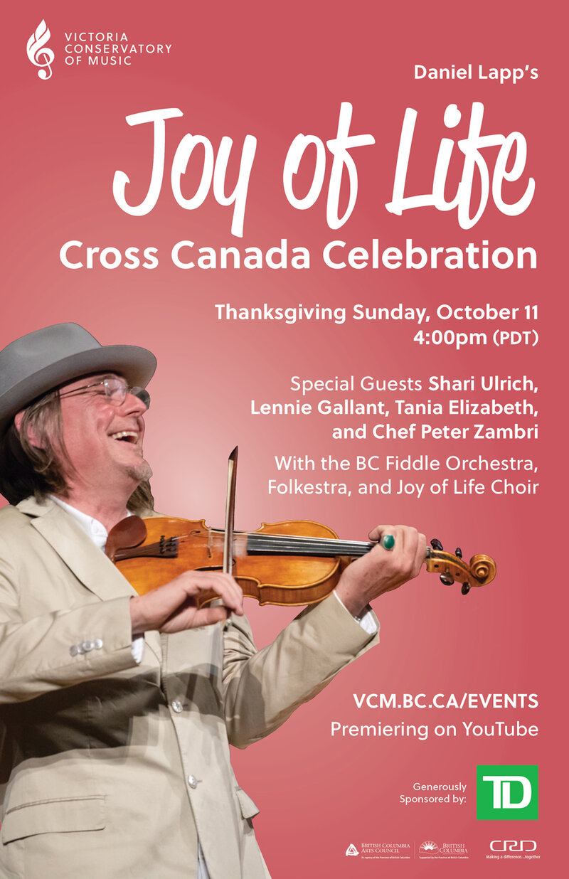 Daniel Lapp's Joy of Life Cross Canada Celebration: Daniel Lapp, Shari Ulrich, Lennie Gallant, Tania Elizabeth @ YouTube Oct 11 2020 - May 5th @ YouTube