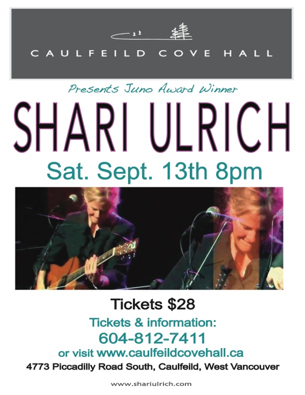 Caulfeild Cove Hall Presents Juno Award Winner Shari Ulrich: Shari Ulrich @ Caulfeild Cove Hall - Sep 13, 2014