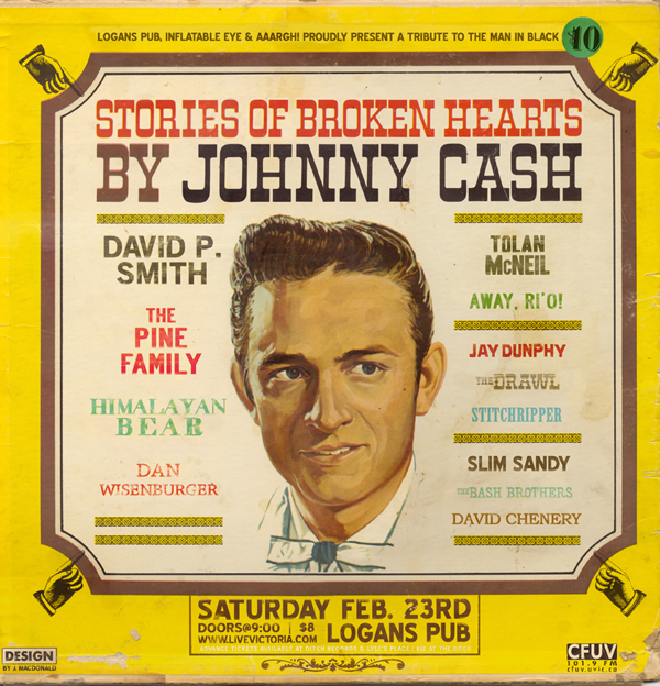 JOHNNY CASH NIGHT: David P. Smith, Slim Sandy Band, The Lonesome Valley Singers, Jay Dunphy, Away, Ri'o!, The Himalayan Bear, The Pine Family, + Many Many More @ Logan's Pub Feb 23 2008 - May 8th @ Logan's Pub