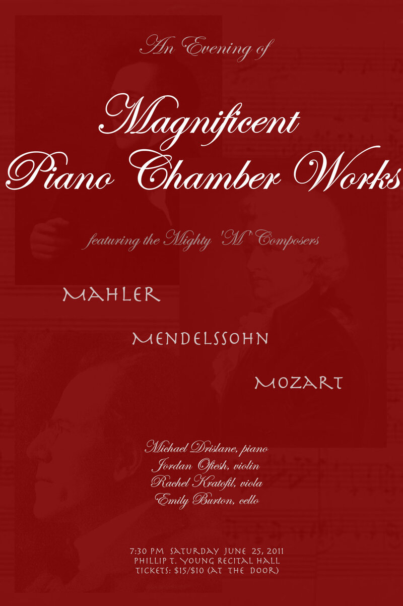 An Evening of Magnificent Piano Chamber Works @ Phillip T. Young Recital Hall (Uvic) Jun 25 2011 - Jun 11th @ Phillip T. Young Recital Hall (Uvic)