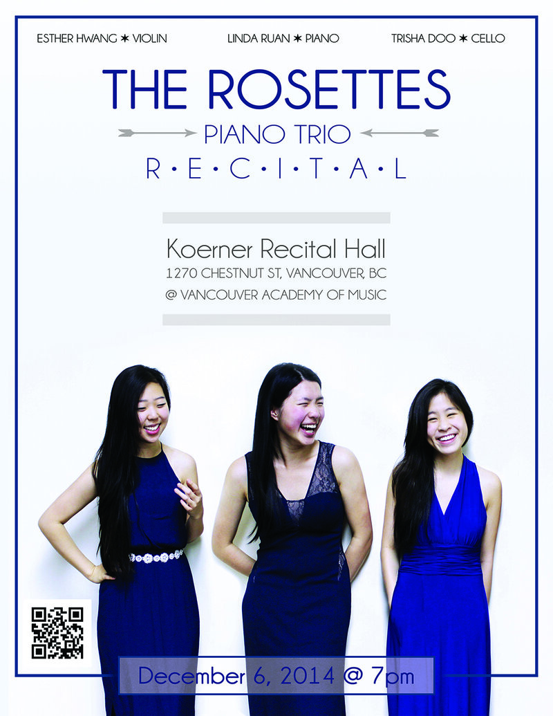 AN EVENING OF CLASSICAL MUSIC: The Rosettes Piano Trio @ Vancouver Academy of Music - Dec 06, 2014