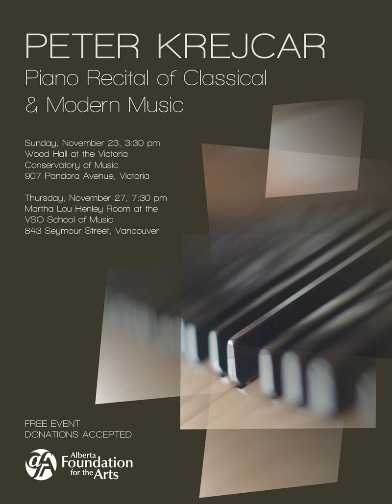 Piano Recital of Classical and Modern Music: Peter Krejcar @ VCC School of Music - Nov 27, 2014
