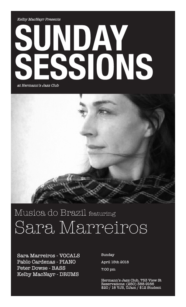 Sunday Sessions: Musico do Brasil , Sara Marreiros @ Hermann's Jazz Club Apr 15 2018 - May 7th @ Hermann's Jazz Club