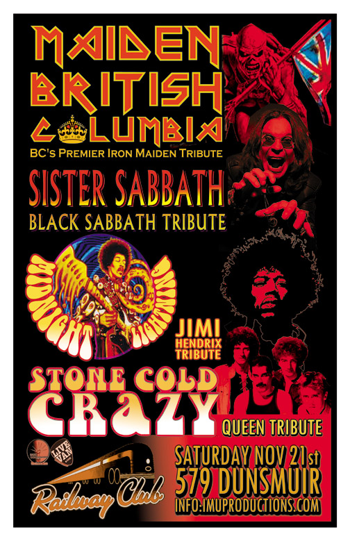 Maiden British Columbia, Sister Sabbath, Midnight Lightning, Stone Cold Crazy @ Railway Club Nov 21 2015 - May 17th @ Railway Club