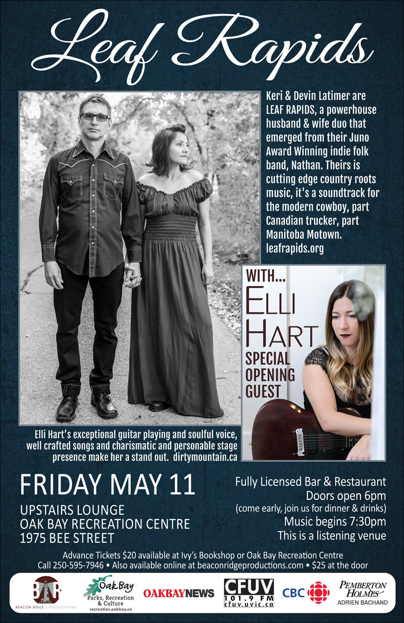 Juno Award Winning Duo: Leaf Rapids, Elli Hart @ Sports View Lounge May 11 2018 - Jun 4th @ Sports View Lounge