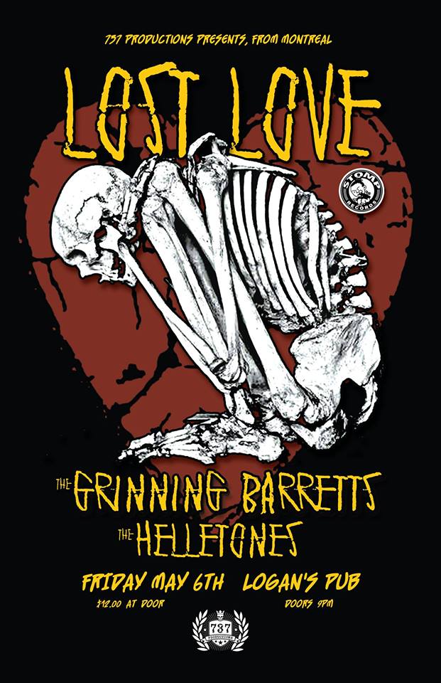 Lost Love, The Grinning Barretts, The Helletones @ Logan's Pub May 6 2016 - May 7th @ Logan's Pub