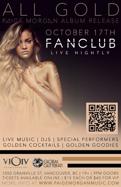 CD Release: All Gold: Paige Morgan @ Vancouver FanClub Oct 17 2014 - Jun 12th @ Vancouver FanClub