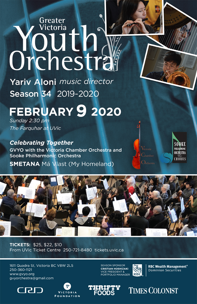 Celebrating Together: Smetana's Ma Vlast: Greater Victoria Youth Orchestra , Victoria Chamber Orchestra, Sooke Philharmonic Orchestra, Yariv Aloni, Music Director @ The Farquhar at UVic Feb 9 2020 - May 6th @ The Farquhar at UVic
