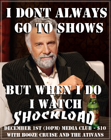 PUNK SHOW: Shockload, Booze Cruise, The Ativans @ The Media Club Dec 1 2012 - May 23rd @ The Media Club