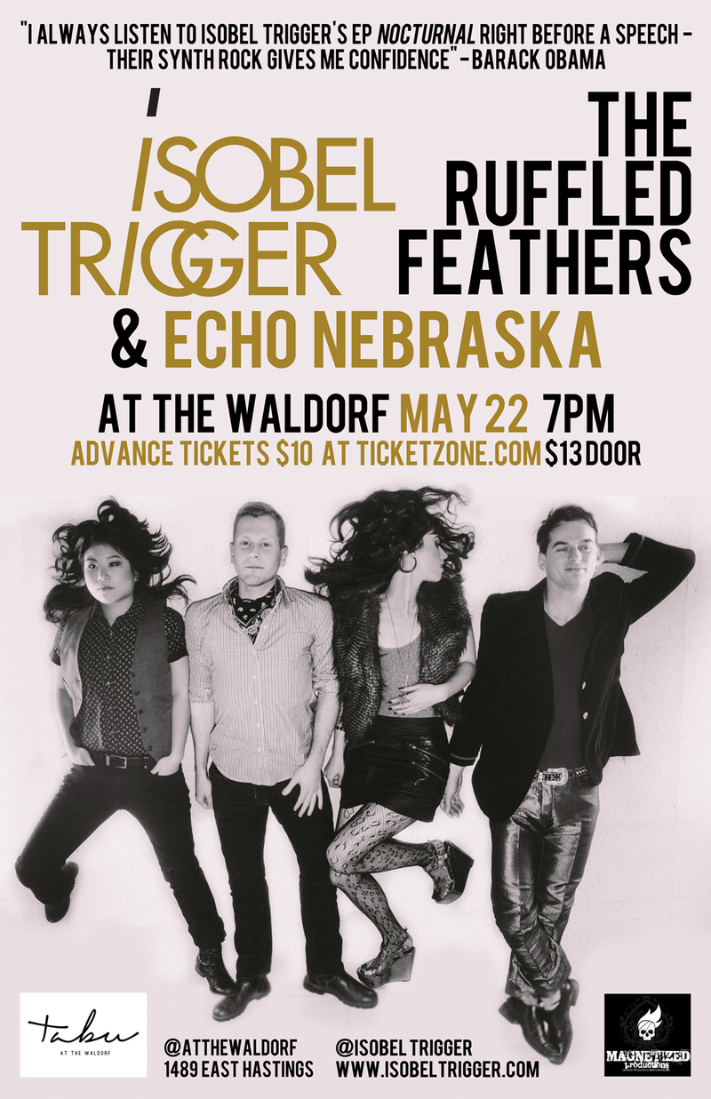 Isobel Trigger, The Ruffled Feathers, Echo Nebraska @ The Waldorf May 22 2015 - May 6th @ The Waldorf